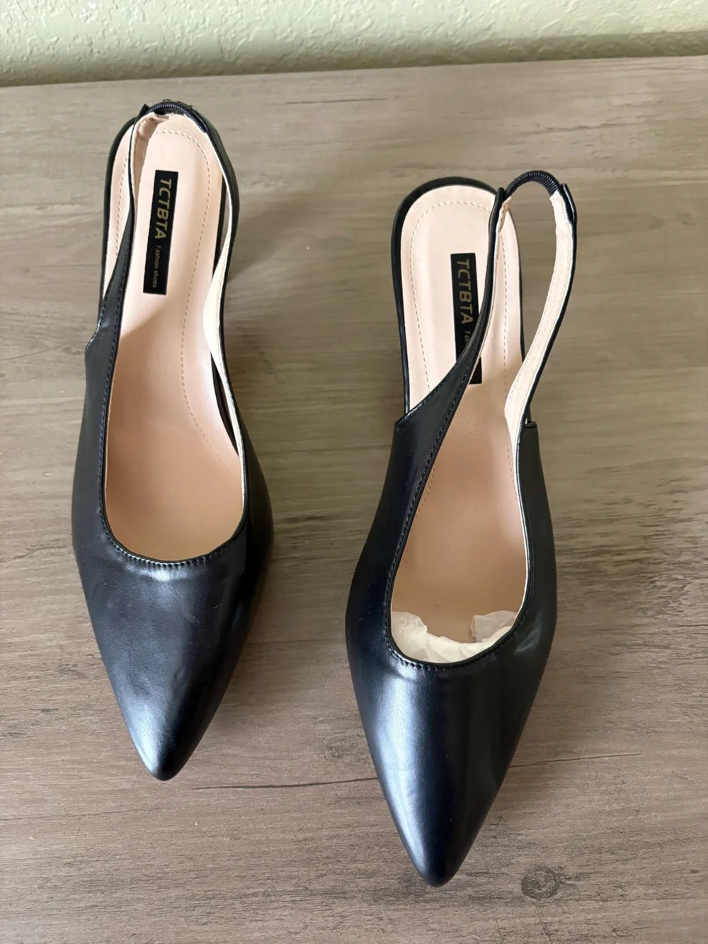 TCTBTA Black Pointed Toe Slingback Heels 2.5” Pumps NWOT size 41 Women’s 10